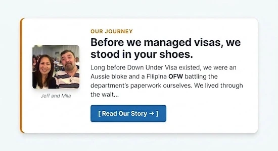 Read Jeff and Mila Harvie’s story — Before Down Under Visa existed, we went through the partner visa process ourselves