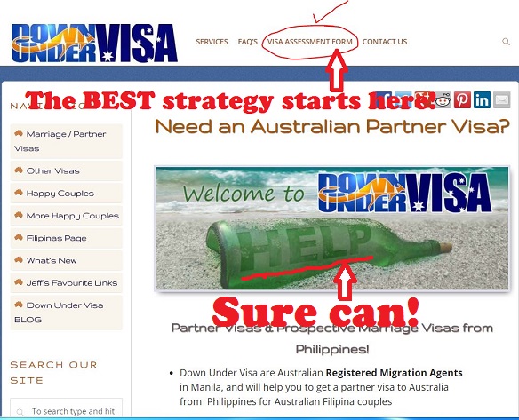 Use the free online visa assessment form on the Down Under Visa website as the best strategy to migration to Australia with a partner visa