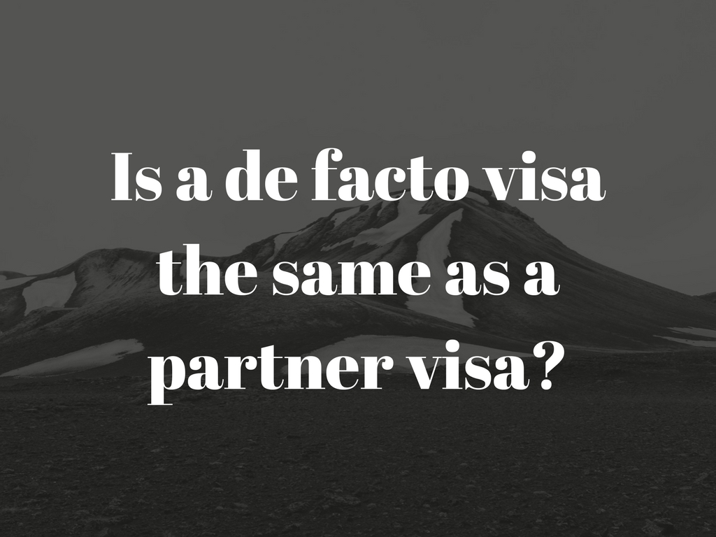 Is a de facto visa the same as a partner visa from Philippines to Australia