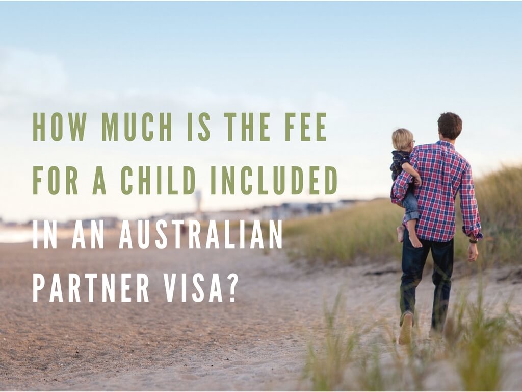 How much is the fee for a child included in an Australian partner visa? What is the visa application charge for a child secondary applicant in a partner visa application?